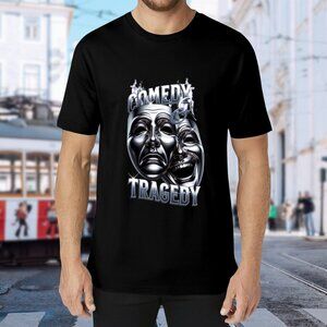 Black 'Comedy & Tragedy' Graphic Tee